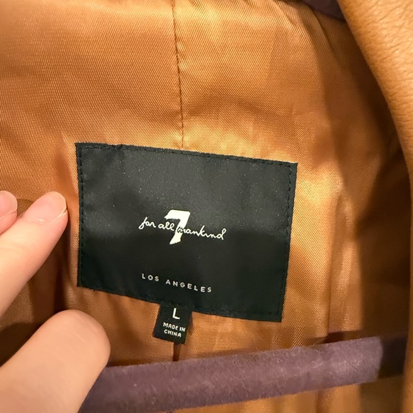 7 For All Mankind Brown Leather Jacket - Picture 2 of 3